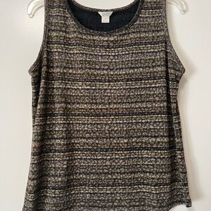 Christopher & Banks Camo Green striped design Sleeveless Tank Top Blouse size XL